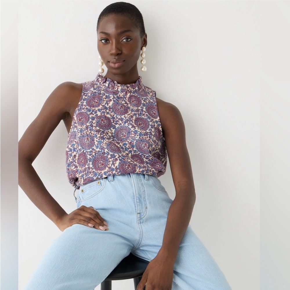 J Crew Fleur top in floral linen NWT | S